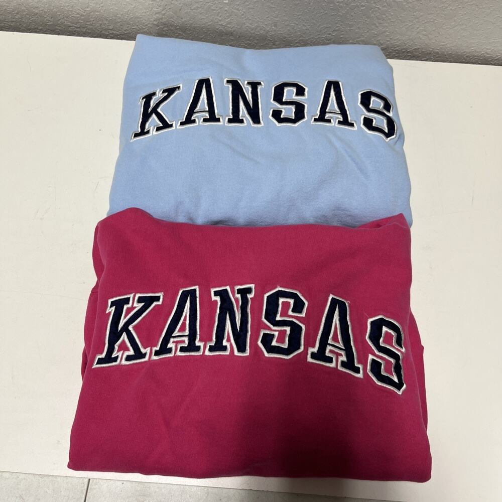 Pair Of Sports Kansas Jayhawks Hoodie Sweatshirt Women's L Pink/blue
